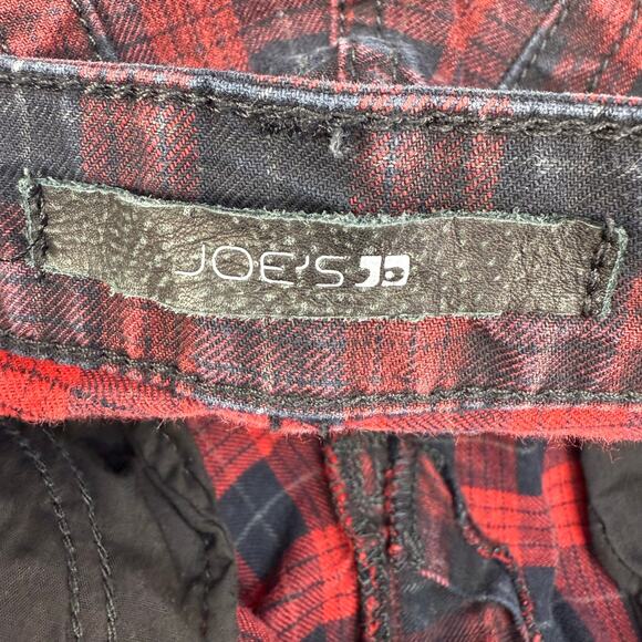 Joe's Jeans Women's 30 (10) Red Black Plaid Zip Skinny Moto Style Slash Pockets - Picture 9 of 14